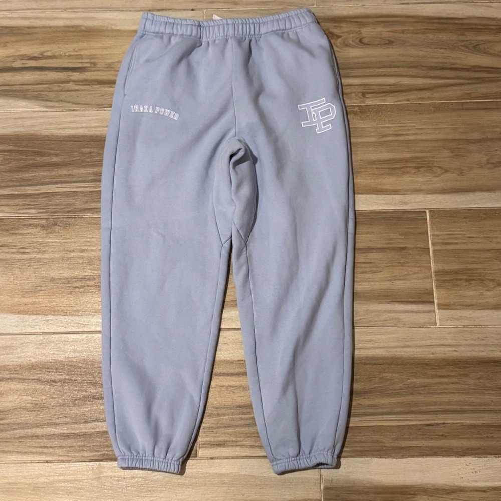 Inaka Power Light Blue Fleece Sweatpants Joggers Logo Mens Large